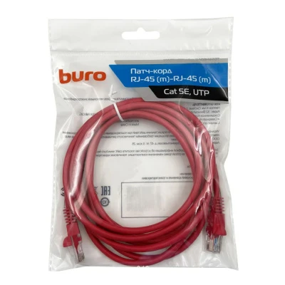 Кабель патч-корд Buro RJ-45m-RJ-45m Red (3м)